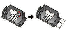 【Mounting to a DIN-rail】 Mount the DIN rail of a terminal board to JOIBOX . Maximum allowable length of A = 53 mm