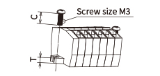 For securing a terminal block, use the screws within the following range. （T+4mm）≦C≦（T+7mm）